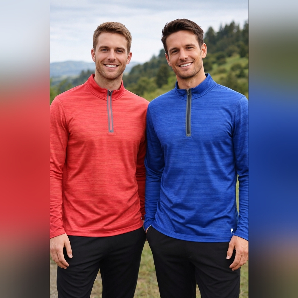 Fila Performance Sport Live in Motion 1/4 Zip Red Blue Pullover Mens XL LOT OF 2